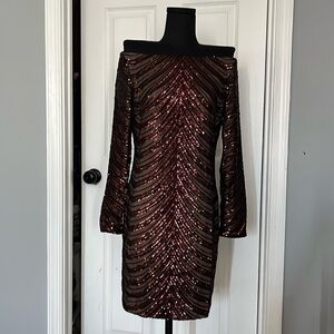 Dress the Population Nude Maroon dress